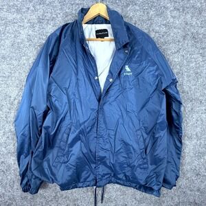 UltraClub‎ Coach Staff Windbreaker Jacket Men Medium Blue Nylon Logo Snap Front